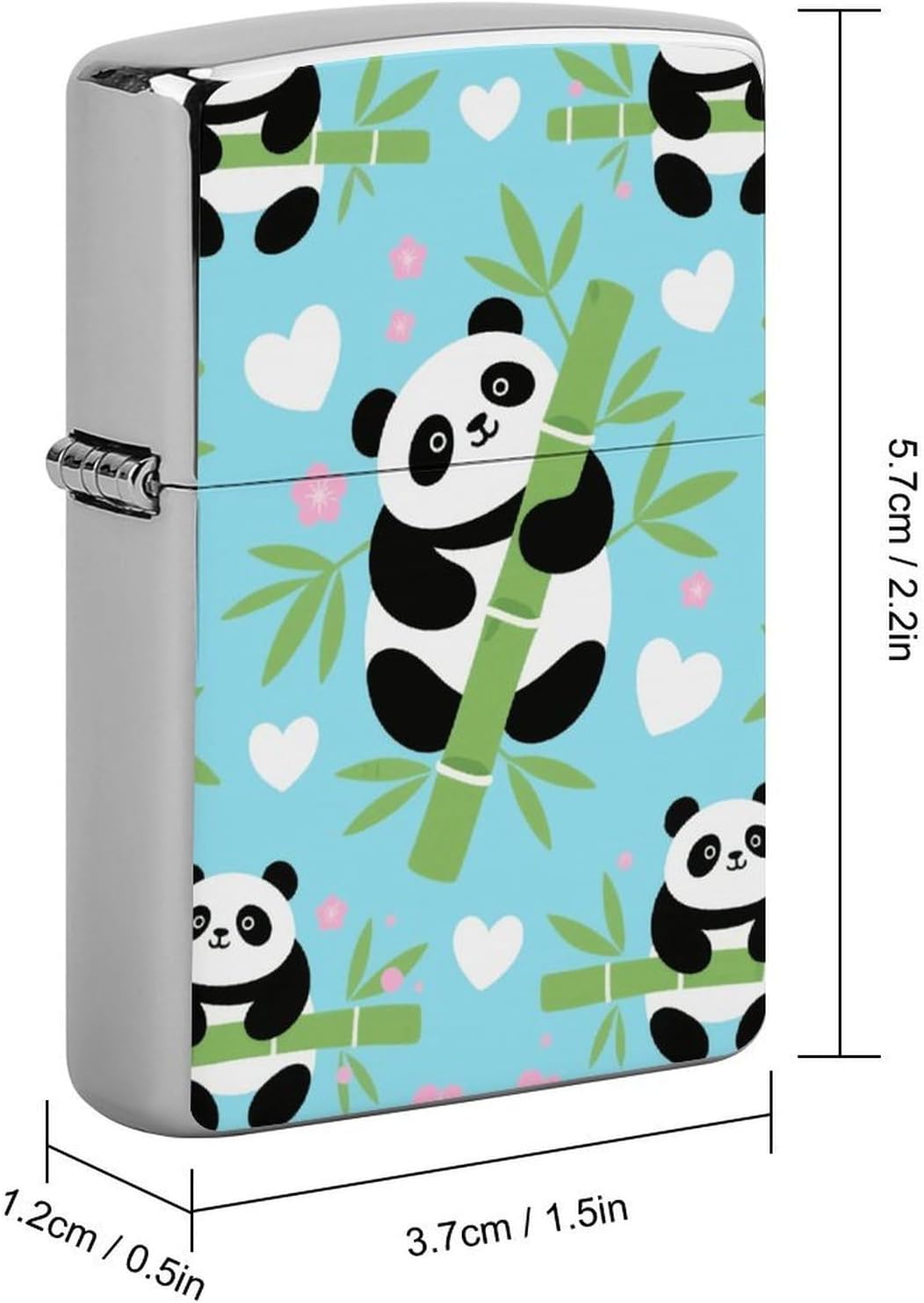 Panda Bamboo Leaf Metal Lighter Cover Case Pouch Holder image 2