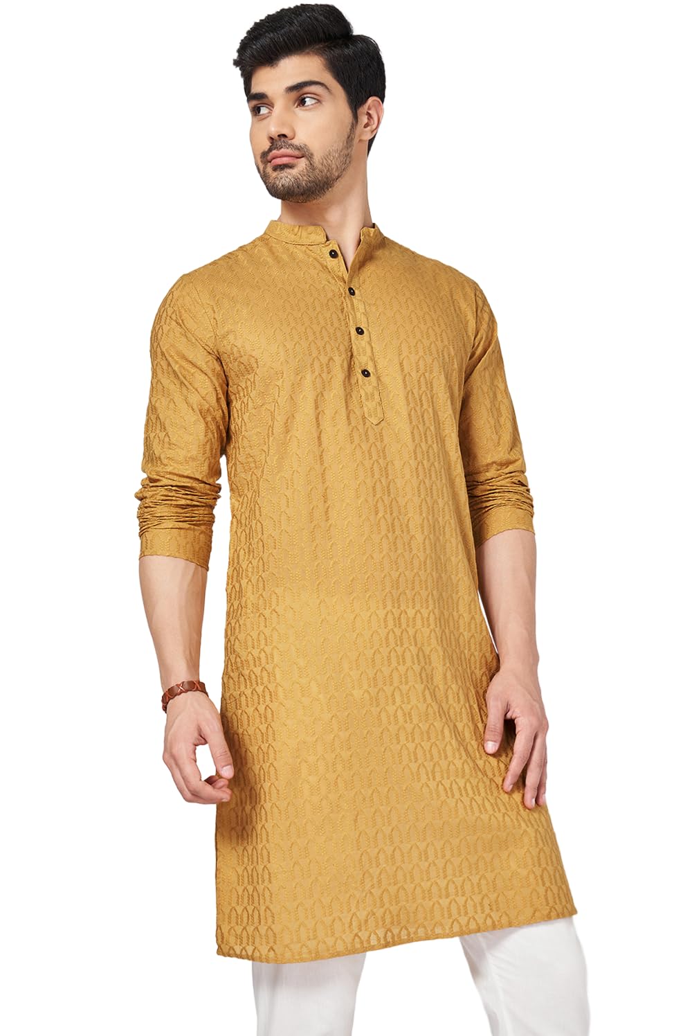Men's Cotton Regular Fit Solid Long Kurta-image-25