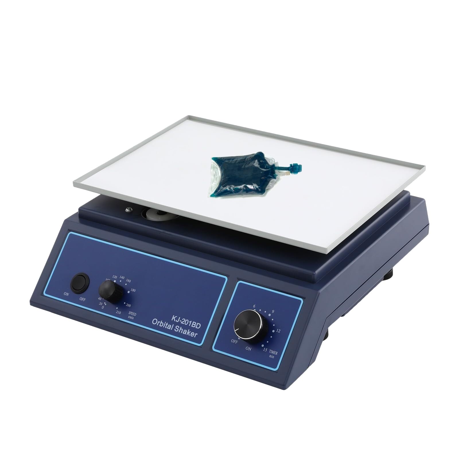 Agitatore orbitale da laboratorio, velocità regolabile da 0 a 210 giri/min, timer da 1 a 15 min, piattaforma antiscivolo, miscelatore orizzontale per miscelazione precisa in laboratorio