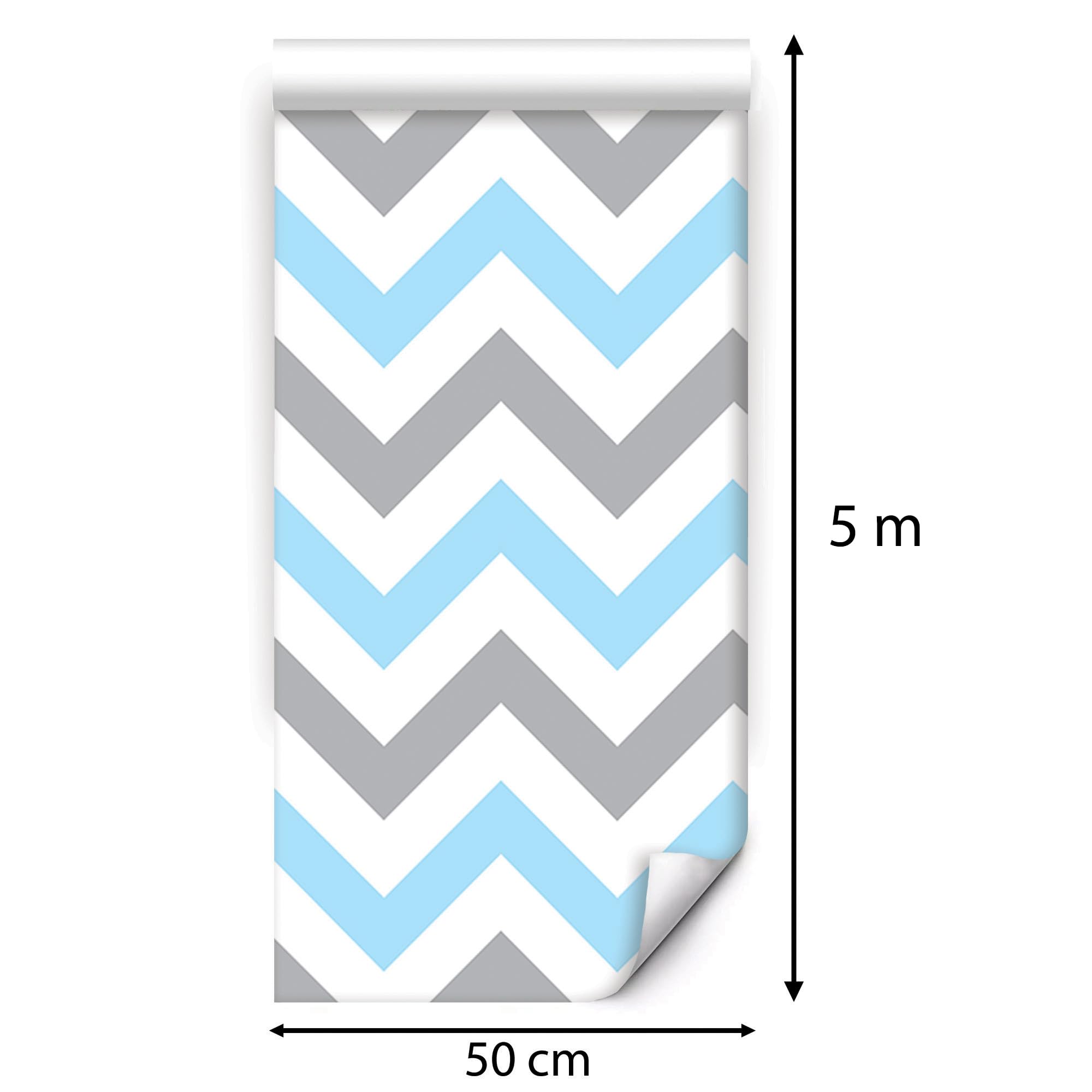 Tapeta flizelinowa wzór zygzak chevron niebiesko-szara nowoczesna