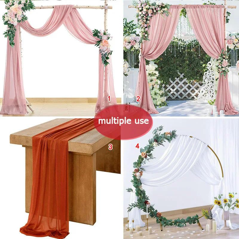 Hochzeitsbogen-Drapierung, Chiffon-Stoff, Brautbogenvorhänge, 6 / 10 m, Chiffon-Stoff, Vorhänge für Hochzeitsbögen, Zeremonie, Empfang, Dekorationen, durchsichtige Stoffvorhänge für Party,