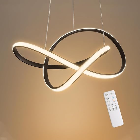 MOUNM Led-hanglamp, dimbaar, voor eetkamer, 3000 K-6000 K, keukenlamp met afstandsbediening, lineair design, kroonluchter, in hoogte verstelbaar van 100 cm, voor slaapkamer, woonkamer en keuken