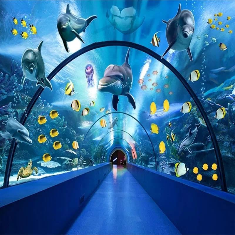 Papier peint monde sous-marin poissons dauphins salon chambre