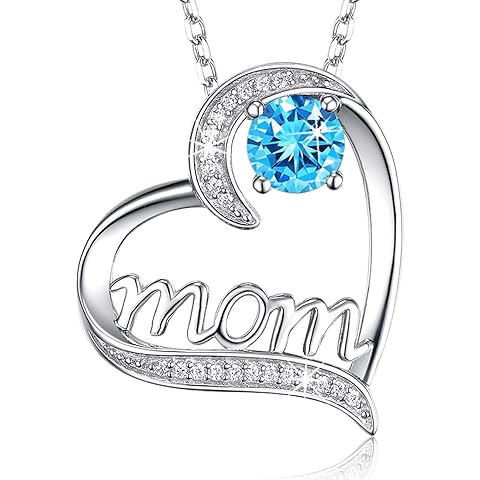Dorella Christmas Jewelry for Women Birthday Gifts 925 Sterling Silver Mom Necklace for Mom Wife December January Birthstones Necklace Blue Topaz Garnet and More Stones Jewelry for Her