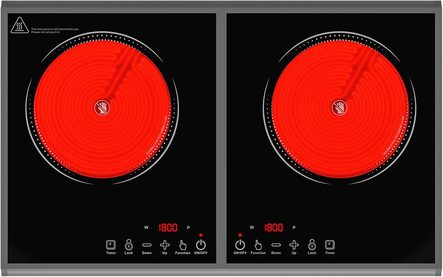 Estufa Vitrocerámica 2 Puestos 20 Pulgadas Encimera 110V