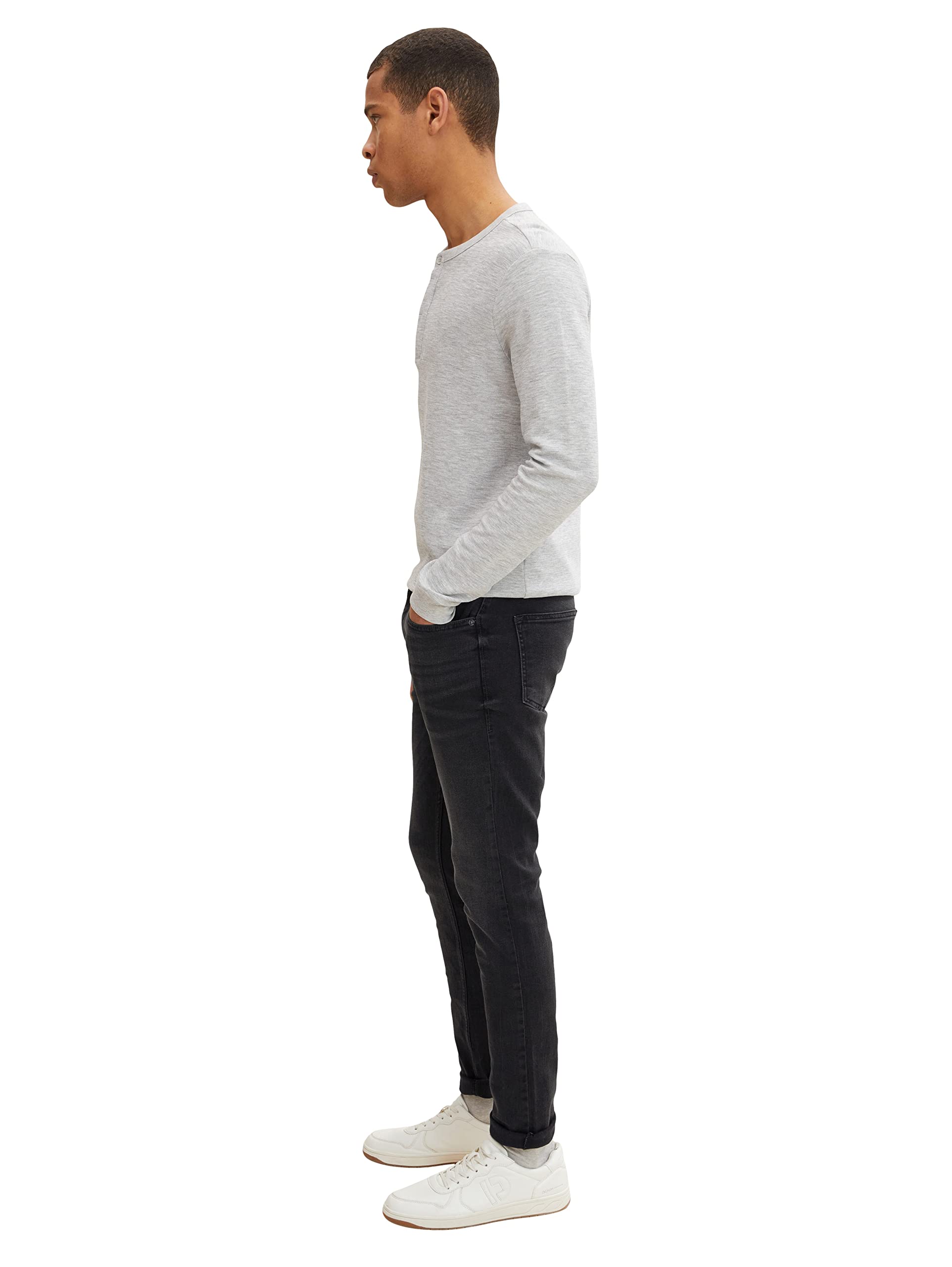 TOM TAILOR Denim Herren Culver Skinny Jeans 10250 - Used Dark Stone Black Denim 34W / – Bild 7