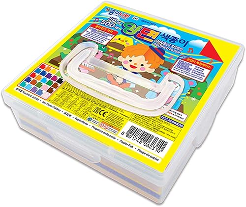 Papel de origami de doble cara, caja de plástico, 500 hojas, 50 colores, papel cuadrado de 6 pulgadas de fácil plegado para principiantes