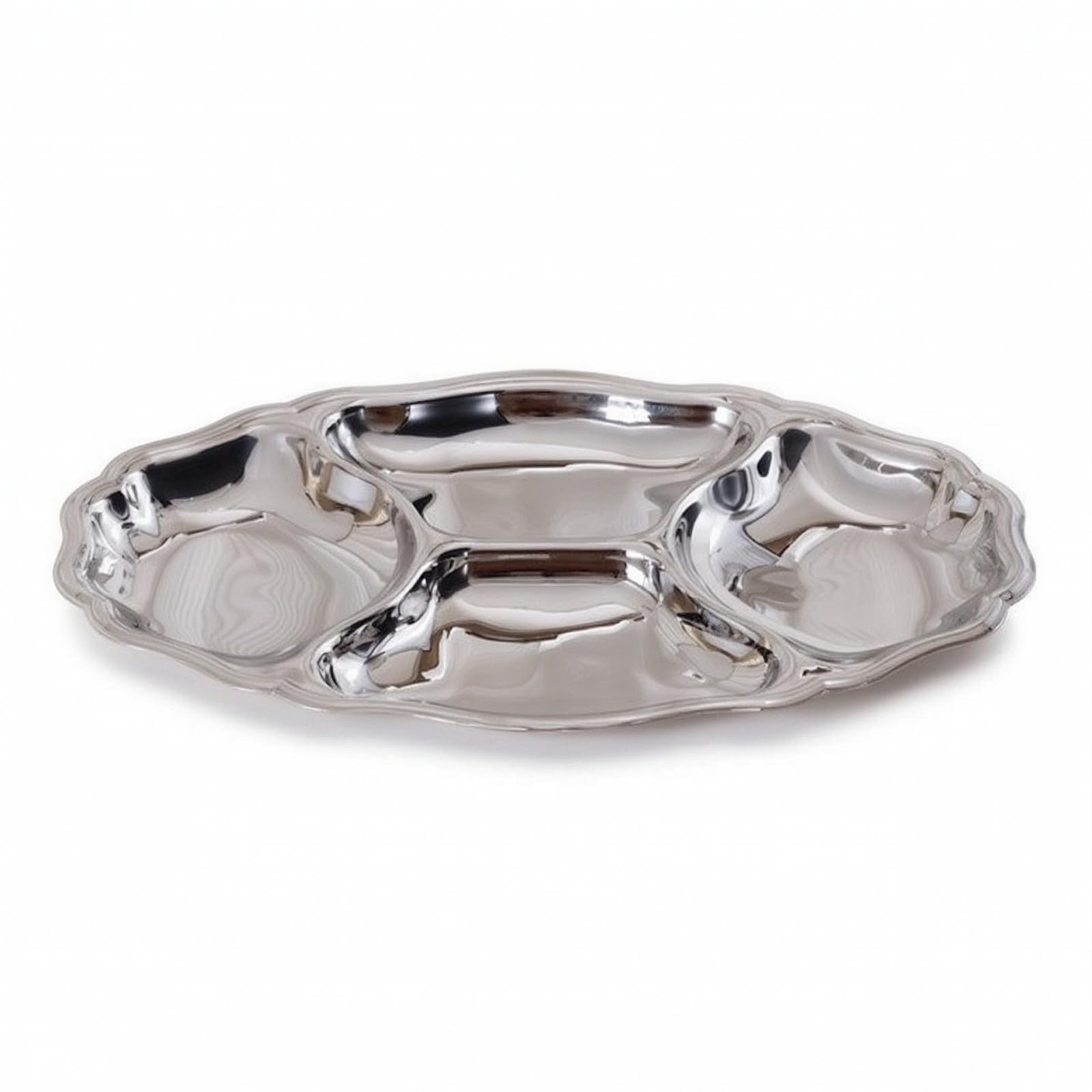 predolo Antipastiera in Acciaio Inox Vassoio Snack con Scomparti Lucido a Specchio Vassoio con Scomparti per Aperitivo, Tavolo da Pranzo