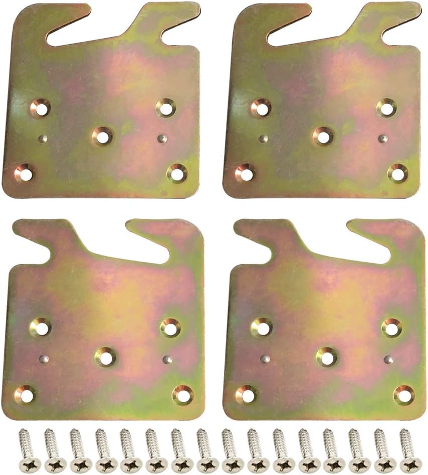 goodbabycare 4PCS Heavy Duty Wood Bed Rail Hook Plates for Headboard and Footboard, Bed Rail Fitting Bracket with Mounting Screws