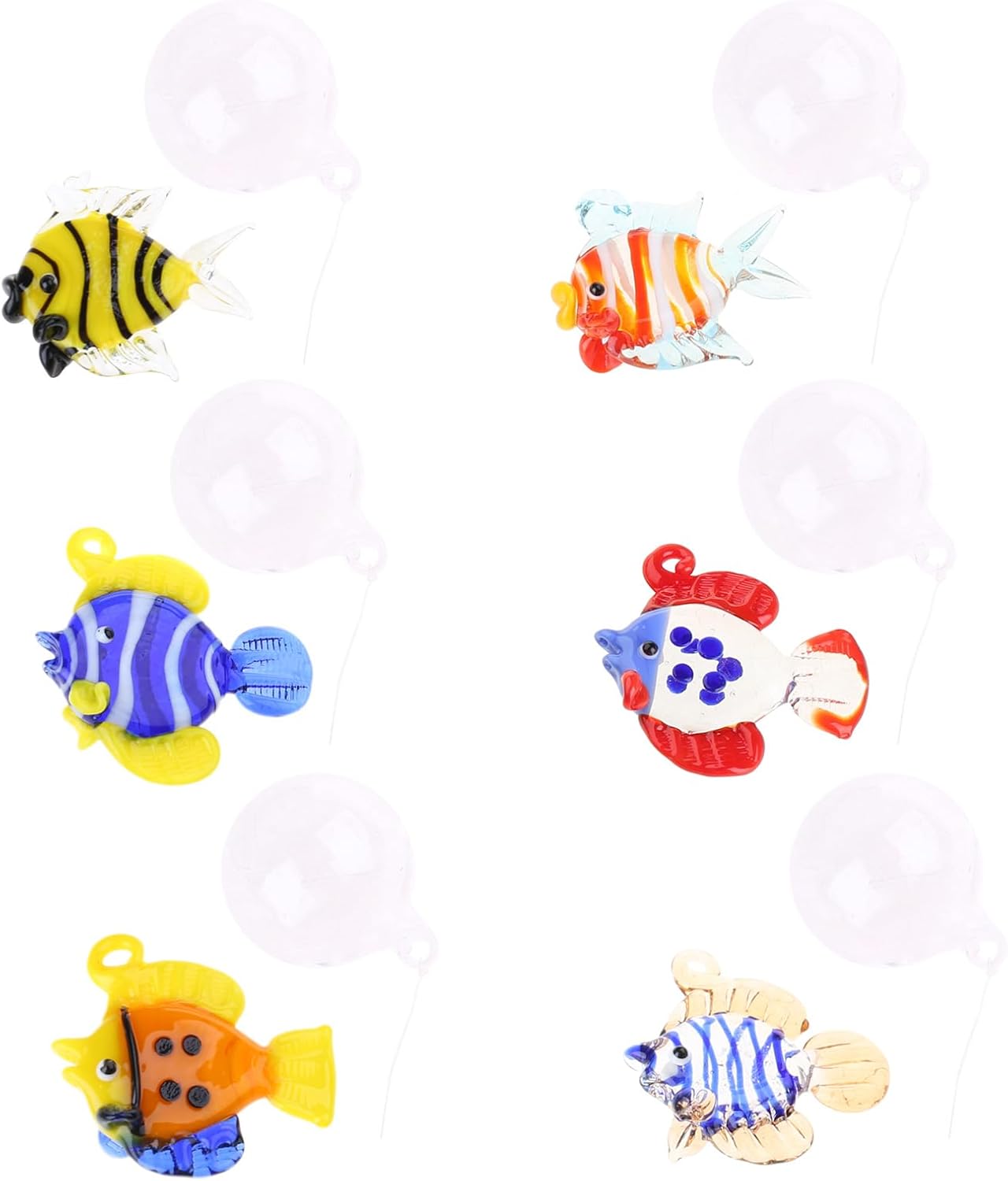 Floating Ball, (6Pieces) Colorful Glass Floating Fish Decors Aquarium Float Decoration Handcraft Bubble Designs for Home Decors – Bubble Fish C
