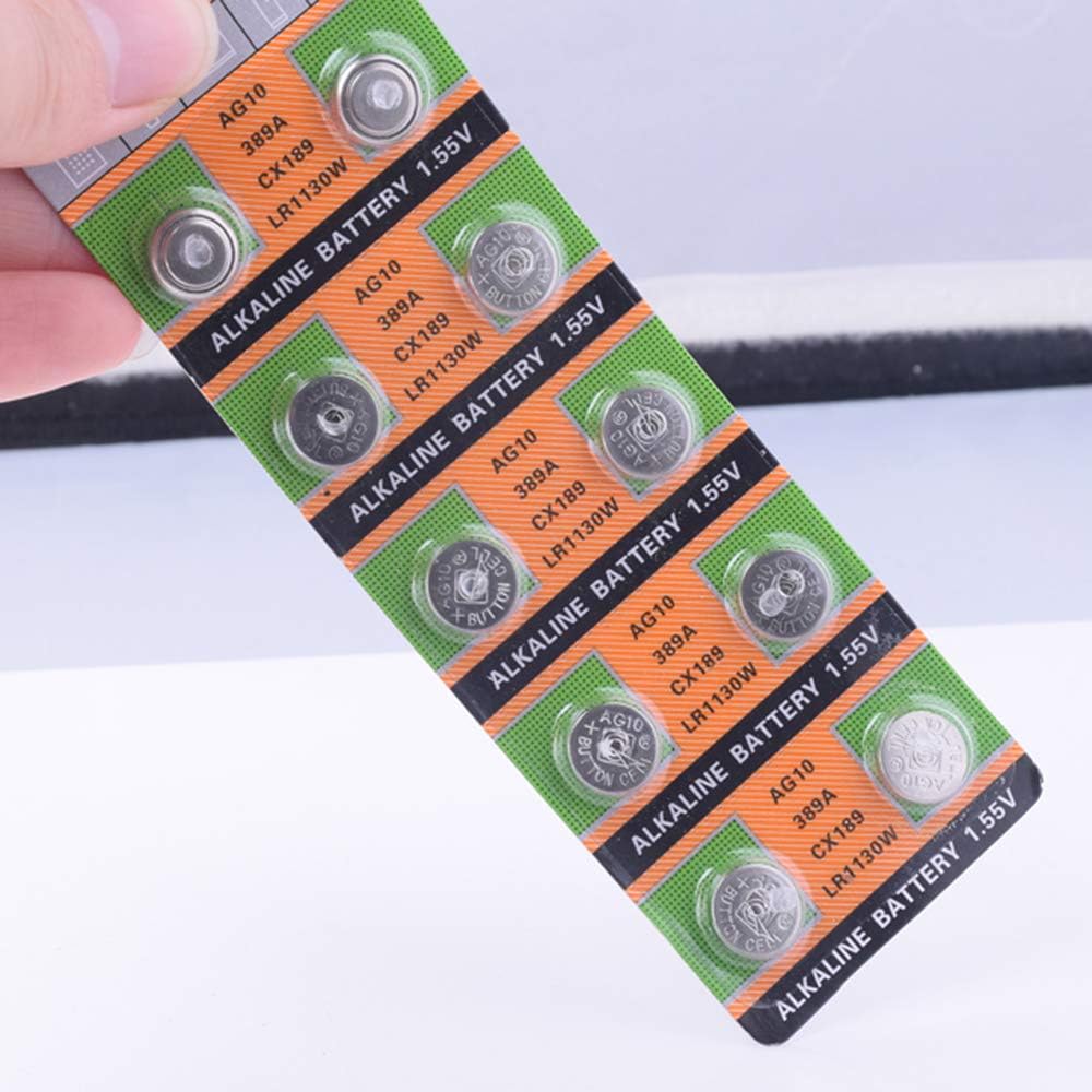 Cotchear 10pcs AG10 Button Cell Batteries LR1130 Button Cell Battery 389 SR54 189 SR1130 LR54 Batteries LR1130 Batteries for Watch Toys Remote