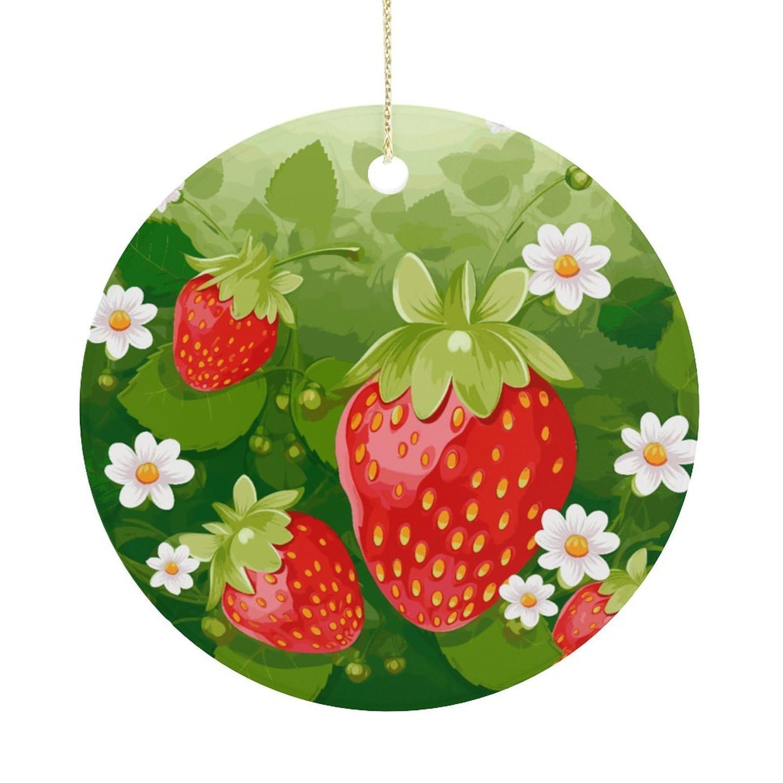 Adfgyerh Women's Style Strawberry And Flower Hanging Ceramic Ornaments, Christmas Tree Decorations, Funny Home Decor Gifts For Sisters & Work Best Friends