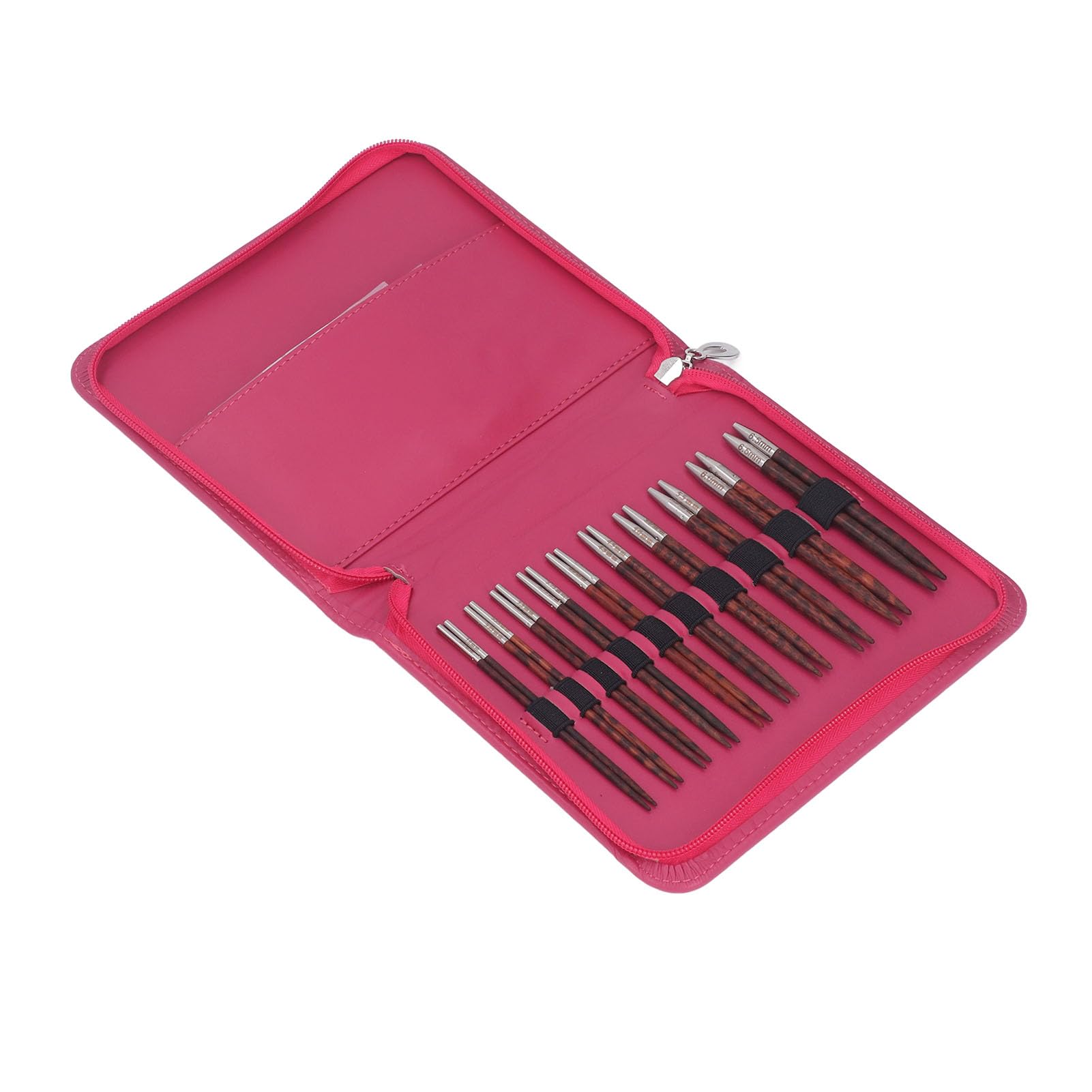 Hamwesh Zestaw Okrągłych Drutów do Robienia na Drutach, od 3,0 Mm do 6,5 Mm Ergonomiczny Drewniany Uchwyt Wymienne Druty Robienia na Drutach, Aluminium Stal Nierdzewna z torbą Przechowywania Czapek