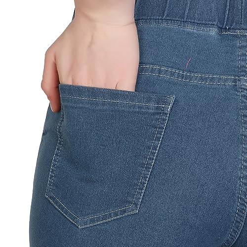 Image of 3 Butterflies!!! Women's Denim Denim Lycra Blend Skinny Fit Jeggings with Stretchable High-Rise Waist Ankle Length Solid Pattern and Elastic Closure Type