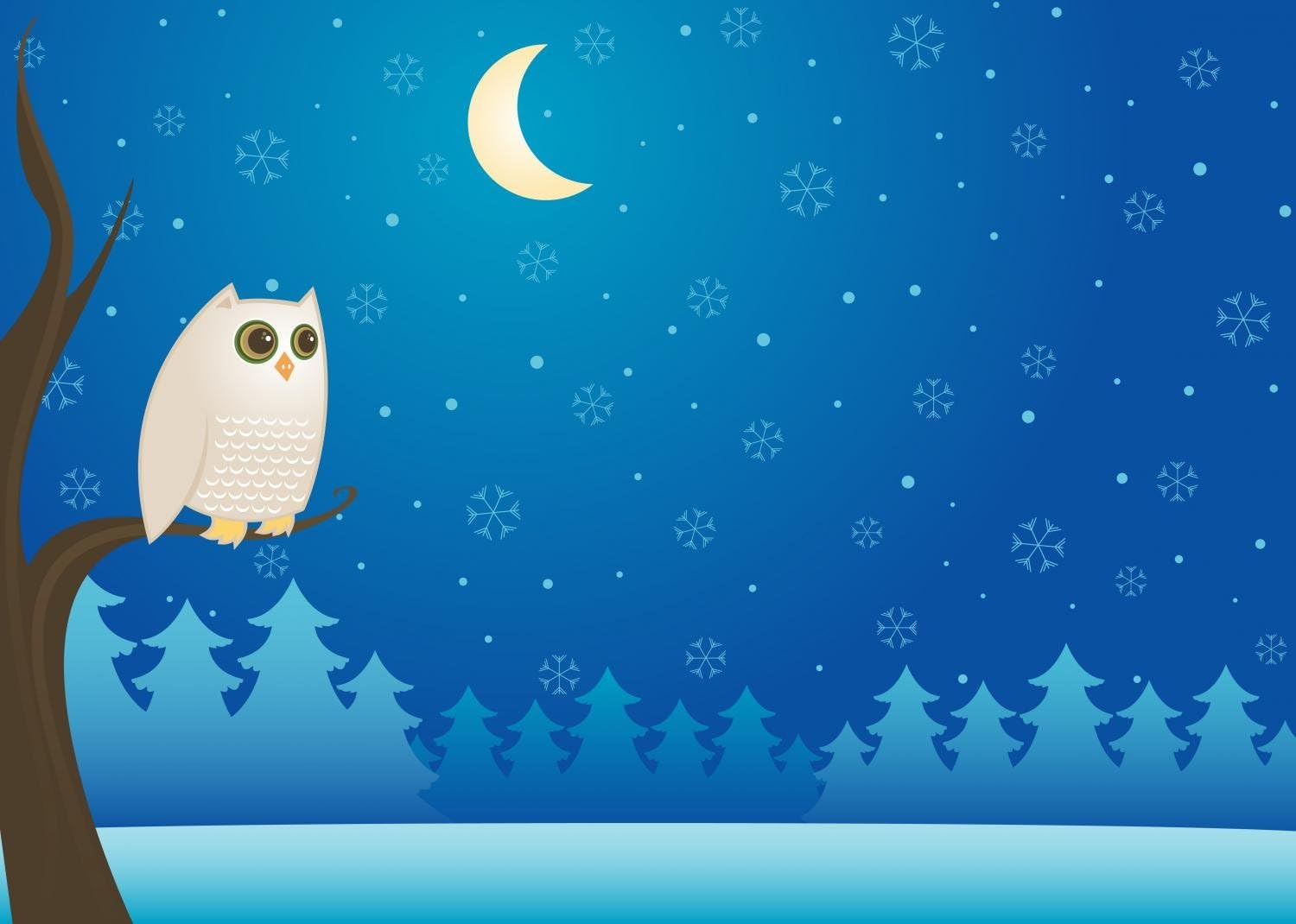 Wallmonkeys Wall Decals Snowy Winter Owl Peel and Stick Wall Decal, 18 x 13