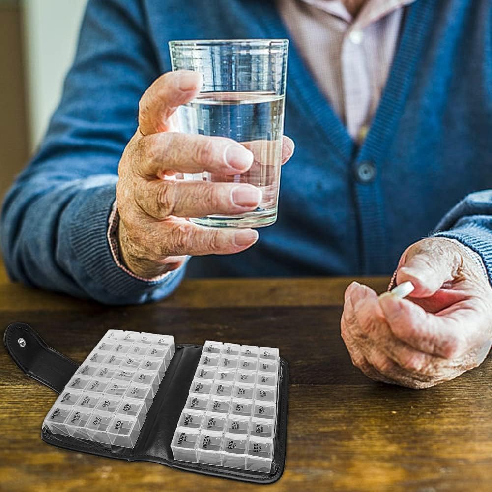 organizador de pastillas diario, 14 días 4 compartimentos 14 días Mañana Mediodía Tarde Caja grande for medicamentos Dispensador semanal for almacenar tabletas for medicamentos, vitaminas, aceite de p