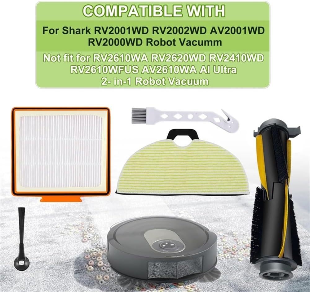 Replacement Parts Compatible with Shark RV2002WXUS RV2002WD RV2001DRUS RV2001WD AV2001WD Robot Vacuum Cleaner Mop Brush Filter Kit