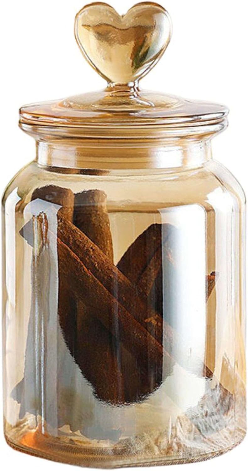 SBZIOJHDR ceramic tea jar, Glass Storage Jars - Clear Candy Jar, Love Food Pot For Cookies Snacks Dried Fruits And Nuts -grid-11 * 11 22.5cm(Smooth)
