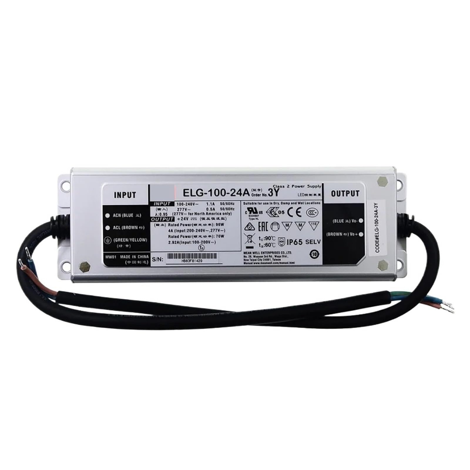 HYUJNAFZR ELG-100-36A-3Y/ELG-100-48A-3Y Constant Voltage + Constant Current Drive Waterproof Power Supply(ELG-100-36A-3Y)