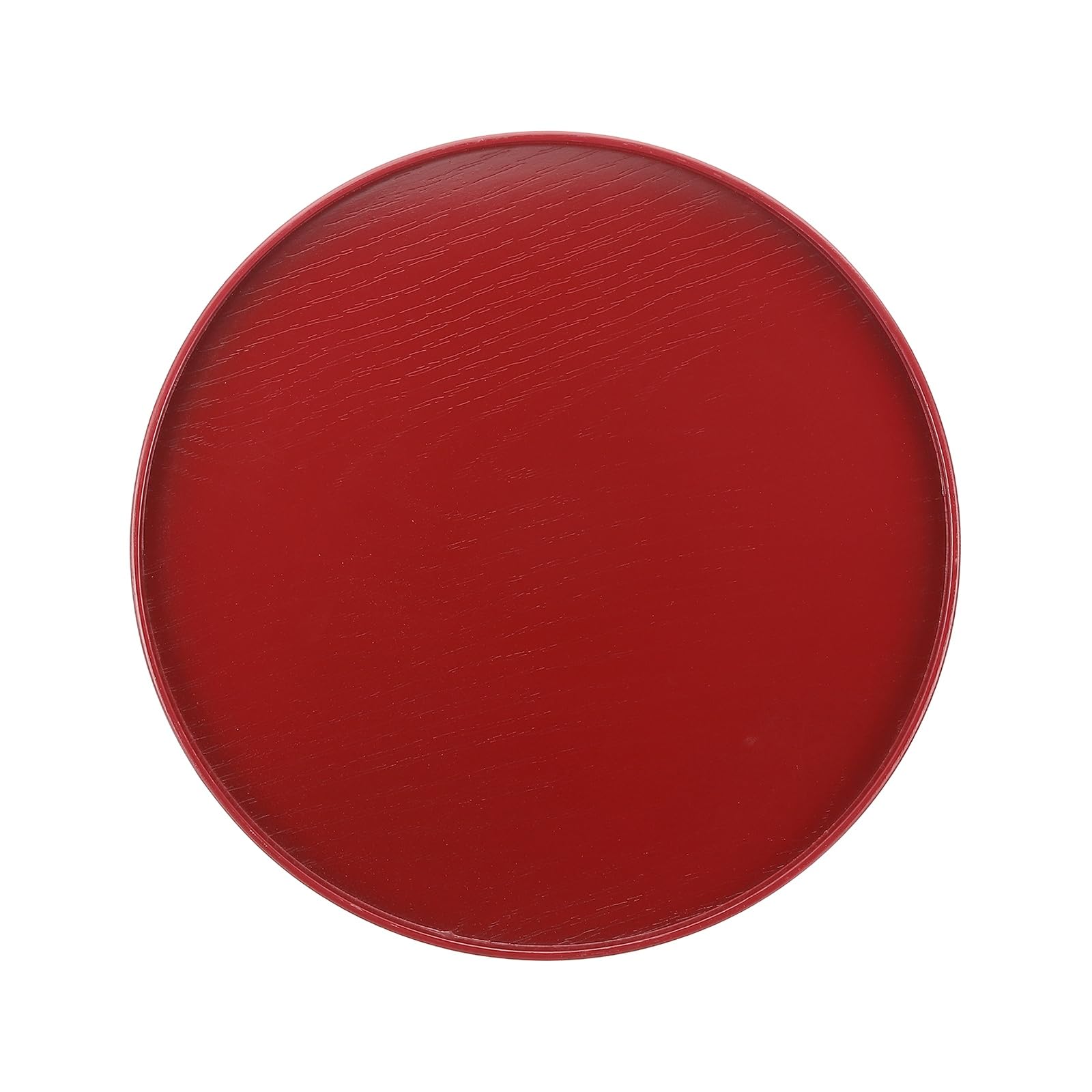 Plateau de service rond en bois 36cm rouge artisanal pour table basse