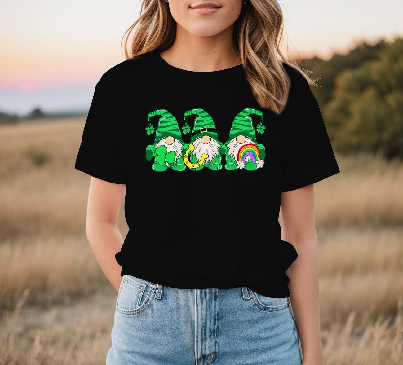 Womens St Patricks Day Shirt Lucky Shamrock Paddy's Day T-Shirt Irish Clover Tee Tops - Image 2