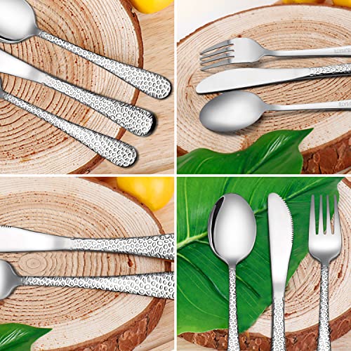 12-Piece Toddler Kids Silverware Set, Haware Stainless Steel Hammered Flatware Cutlery, Children Tableware Includes 4 Spoons 4 Forks 4 Butter Knives, Ideal For Preschooler, Dishwasher Safe #TOP3
