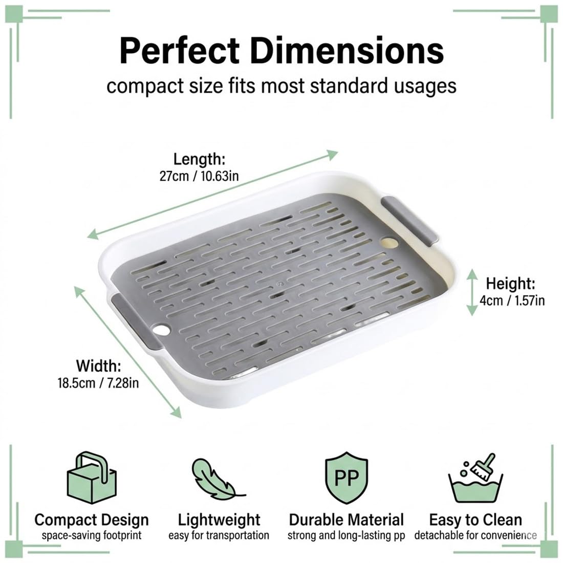 Lettiera Igienica a Doppio Strato 27x18.5x4 cm con Griglia, Facile da Pulire per Conigli e Piccoli Animali Criceti, Cavie(Bianca) - 3