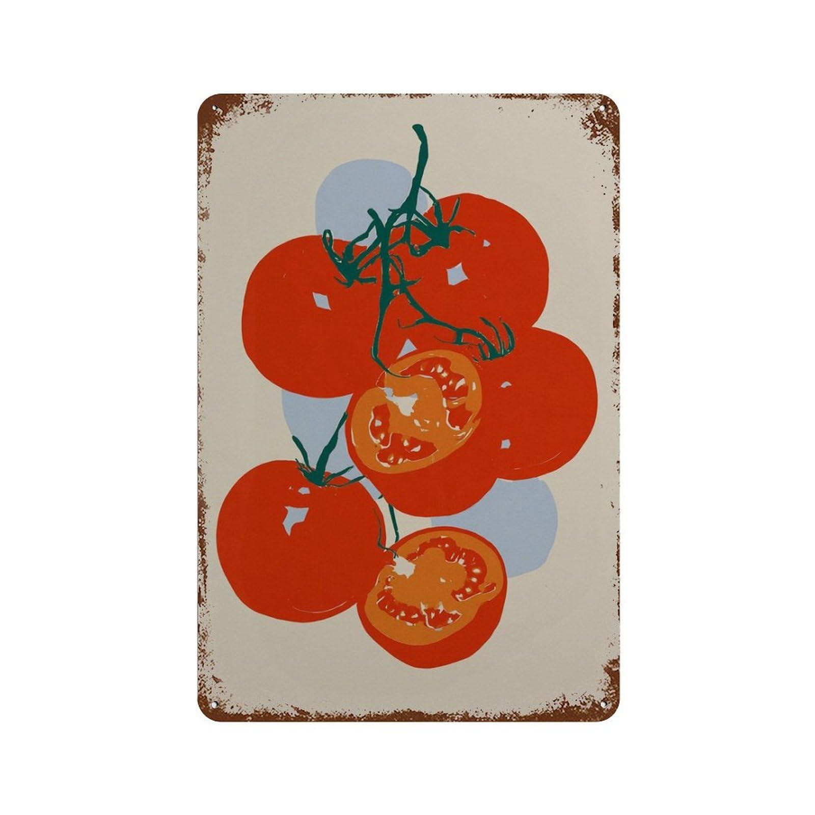 xiaoxiaoshen Modern Kitchen Tomato Still Life Mid Century Style Food Dining Room And Wall Decor Art Metal Tin Poster Modern Home Decor Art Home Bar Shop Decorations Vintage Sign 30x20cm