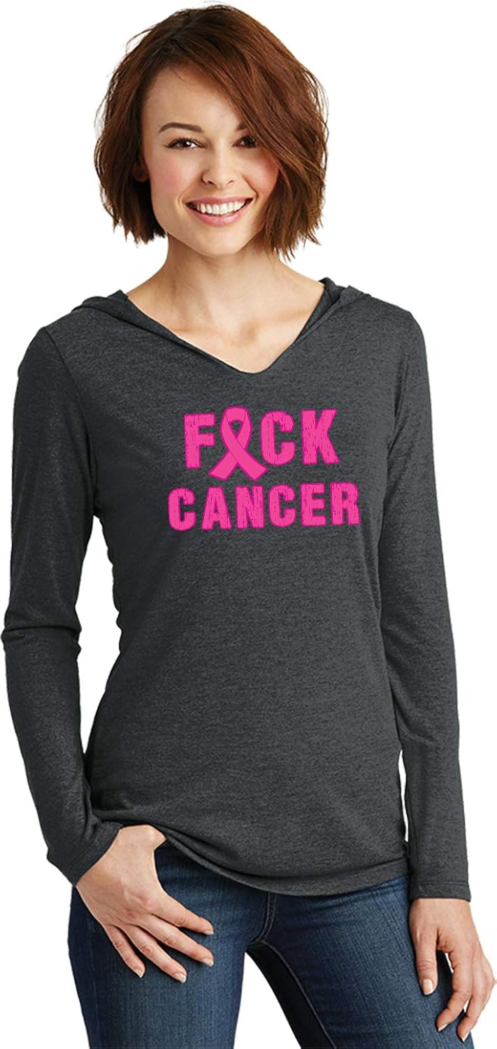 Buy Cool Shirts Ladies Breast Cancer T-Shirt Fxck Cancer Tri Blend Hoodie
