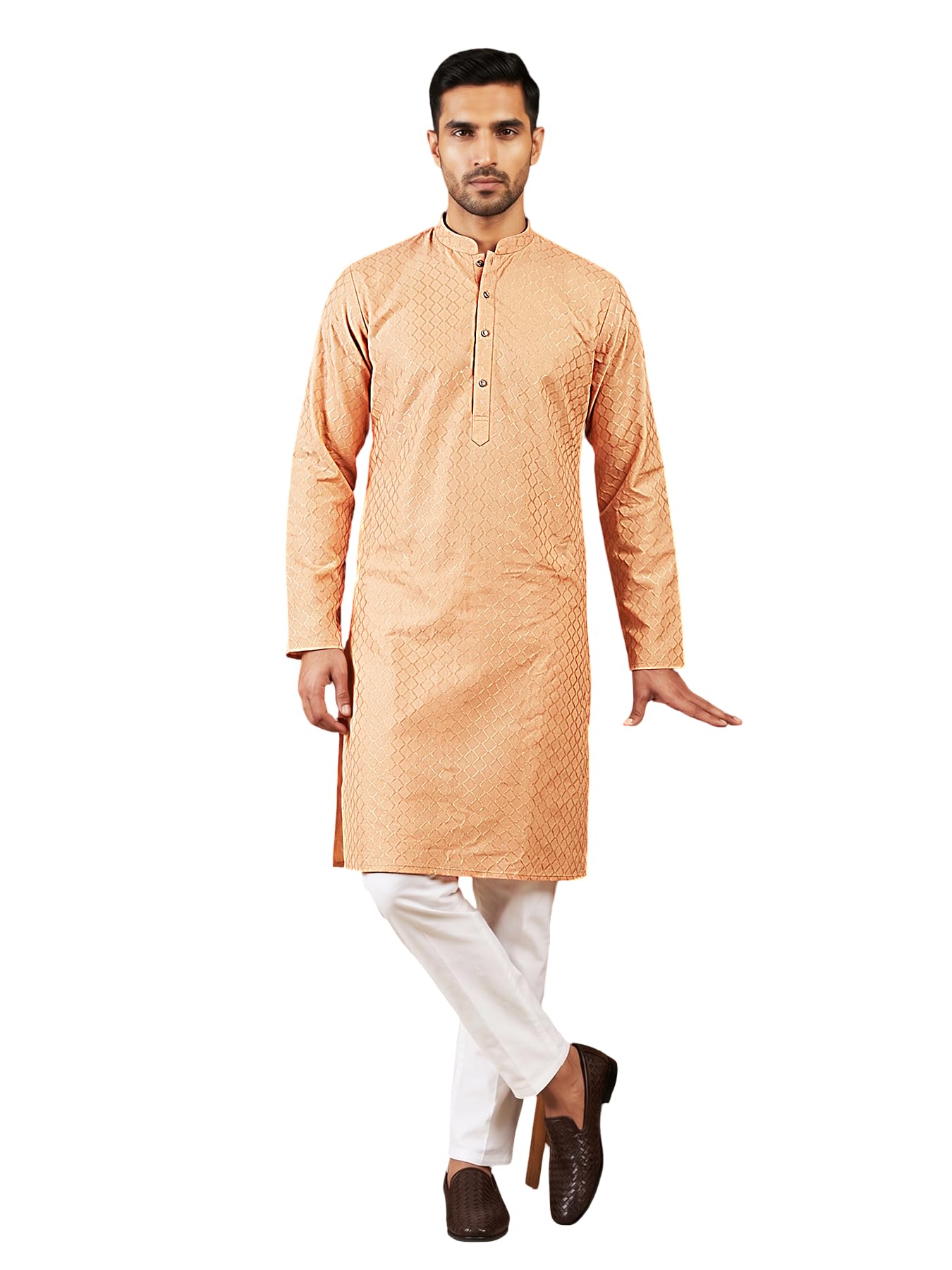 jompers Men’s Cotton Blend Woven Design Kurta Pyjama Set-picture-34