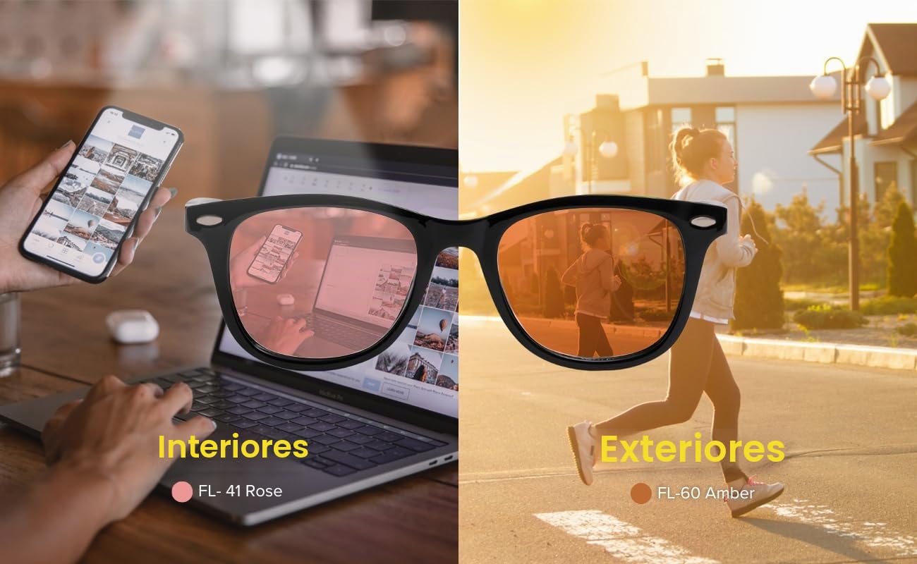 BRADDELL OPTICS FL-41 & FL-60 Gafas de Luz Azul para la Sensibilidad a la Luz de las Migrañas, ámbar., 140-20-140