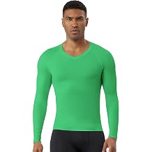 Men's V Neck Compression Shirts Long Sleeve Quick Dry Sports T-Shirt Athletic Workout Undershirts Running Gym Tops