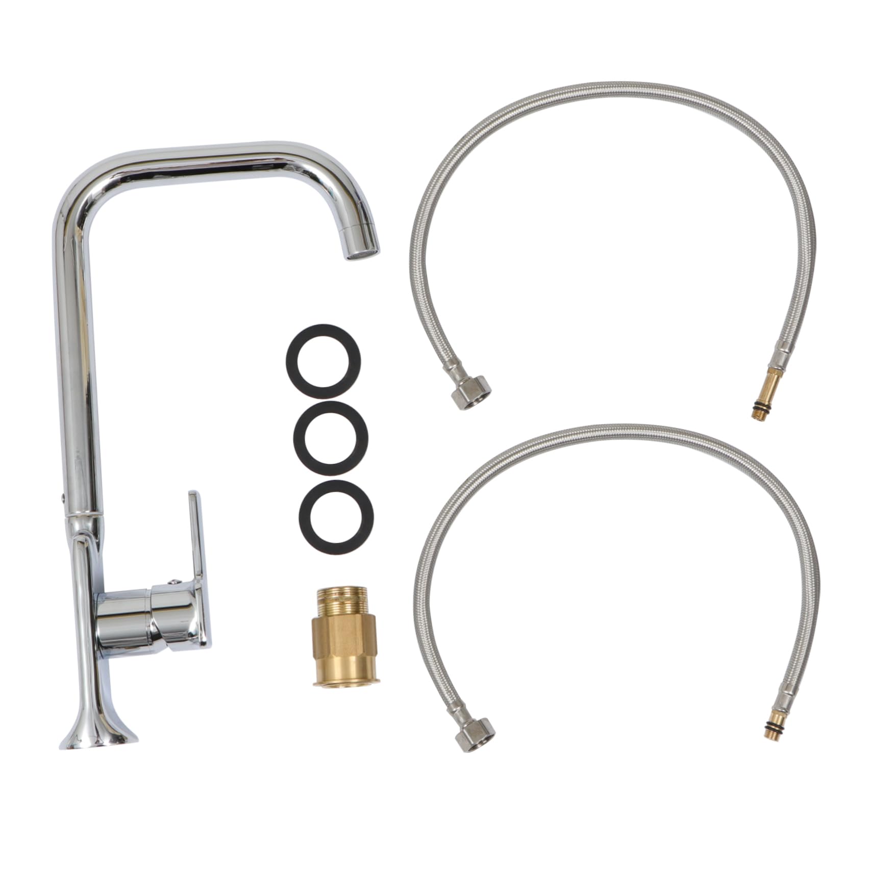 Robinet de cuisine avec pulvérisateur orientable et mitigeur eau chaude froide en inox