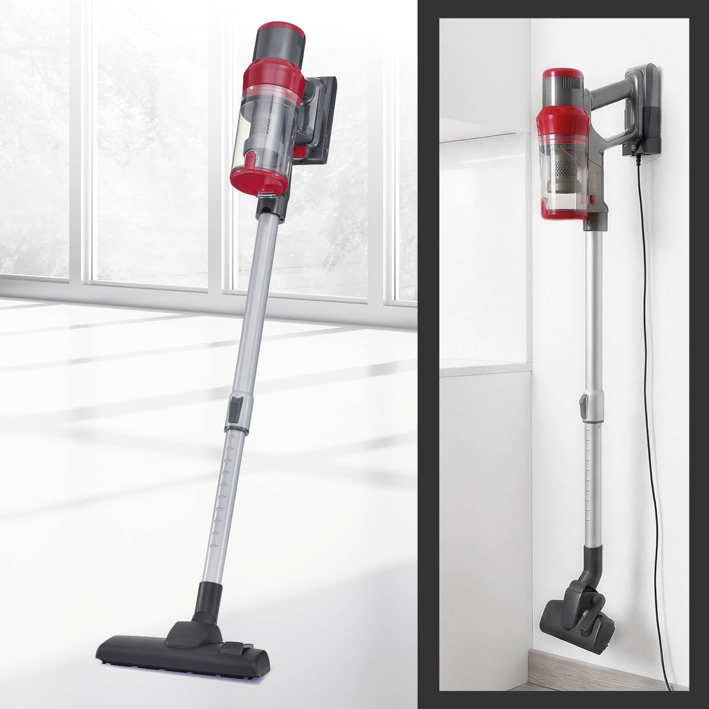 CLEANmaxx 2 w 1 akumulatorowy odkurzacz cyklonowy, bezprzewodowy odkurzacz ręczny i podłogowy z mocnym akumulatorem litowo-jonowym 22,2 V, czas pracy do 38 min i moc ssania 12 kPa, filtr EPA-11 i