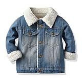 Irsutey Toddler Baby Little Boys Denim Jacket Fleece Lined Cute Sherpa Collar Button Down Jean Coats Children Basic Outerwear (Blue,120/4-5 Y,Unisex,Big Kid,US,Age,4 Years,5 Years)