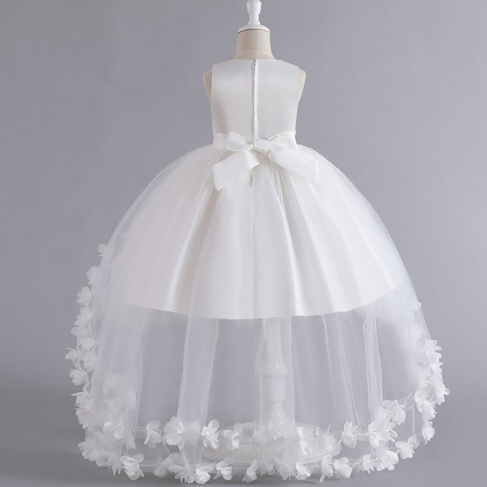 Vestito Elegante alla Moda per Ragazza Bambina Ricamato in Pizzo Abiti Neonata Principessa Tunica Prima Comunione Abito Tradizionale Costume Bambini, Adolescenti, Ragazze