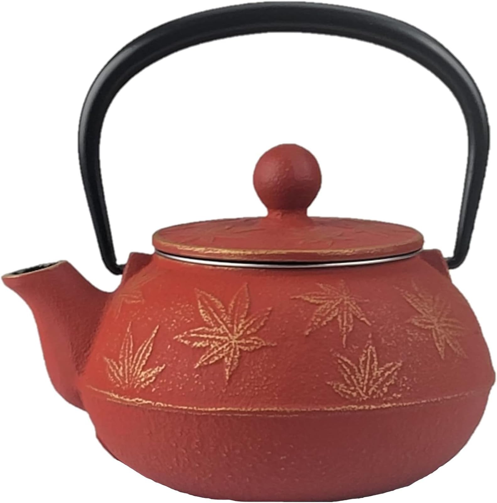 Iwachu 45664 Teapot, 3 Type Maple, Gold/Red Brown, 0.1 fl oz (0.32 L), Inner Hollow Enamel, Nambu Ironware : Home & Kitchen