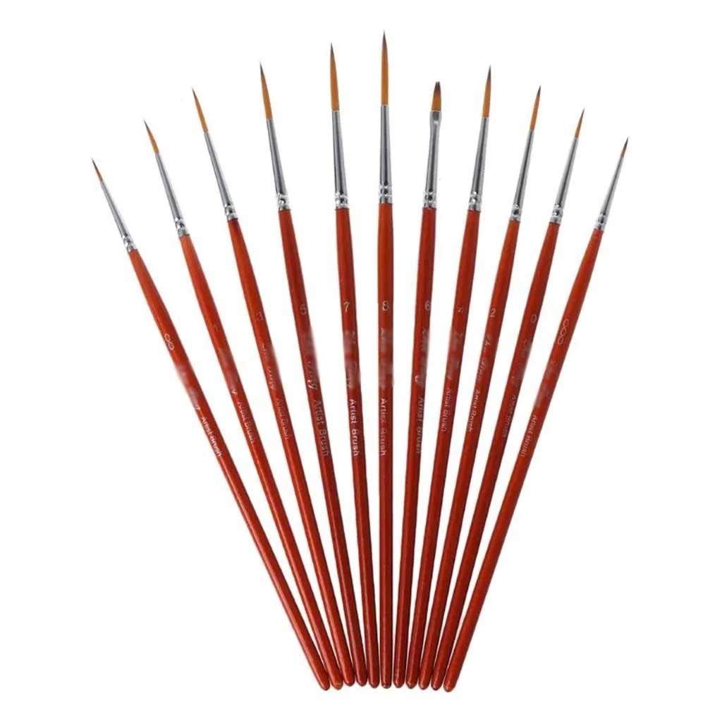 11 unids/Set Pincel de Pintura de Detalle Profesional Pinceles en Miniatura de Punta Puntiaguda para kits de Dibujo al óleo de Acuarela acrílica,