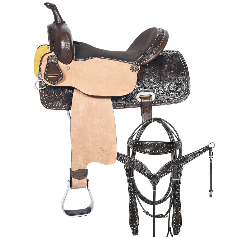 15 in Western Horse Barrel Racing Trail Saddle Tack Set American Leather