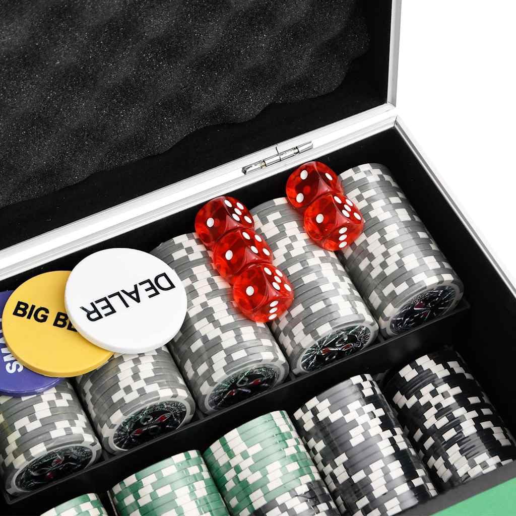 Set di 300 chip laser da poker da 11,5 g, con valigetta in alluminio, tappetino da gioco Texas Holdem Casinò, serate, feste, tornei, accessori per casinò