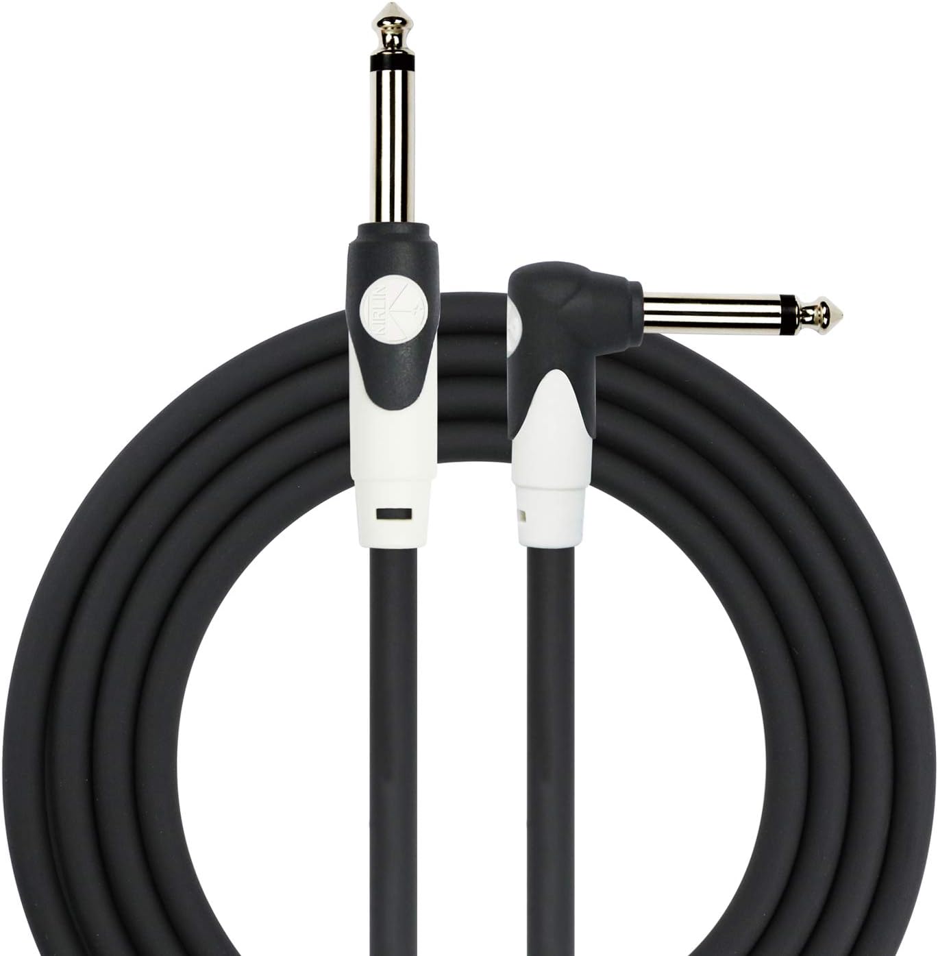 Cable LGI-202-10/BK 10-Feet Straight to Right Angle 1/4-Inch Plug LightGear Instrument Cable with Black PVC Jacket