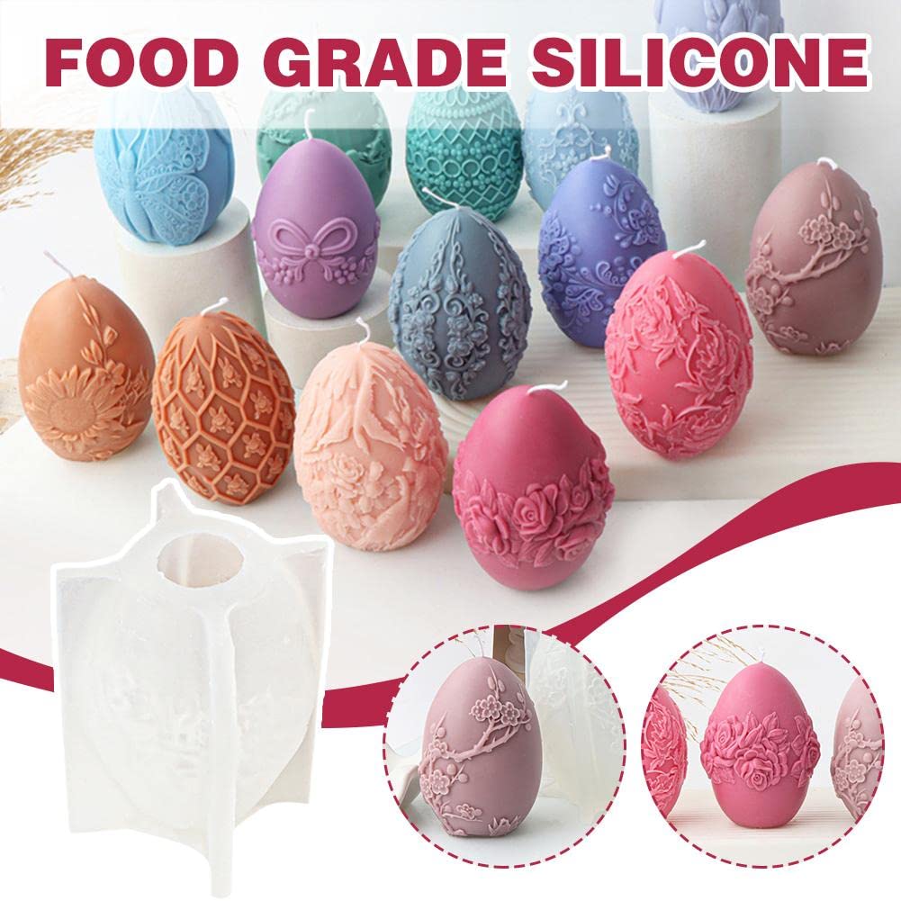 Moule à Bougie en Silicone 3D for œuf de Pâques, Moule à Bougie antiadhésif Moule à gâteau en Mousse Moule à Dessert, Bricolage Artisanat Fondant Bonbons Cupcake Savon Moule à pâtisserie