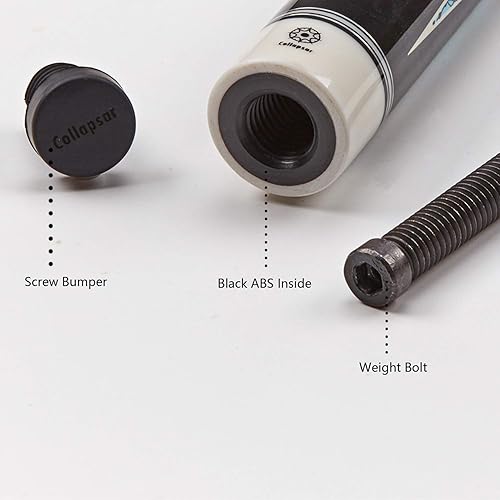 Miniatura 8 de Taco de piscina Collapsar CXT con estuche suave, negro con puntas crema y turquesa, mango sin envoltura de 58 pulgadas, palo de piscina profesional