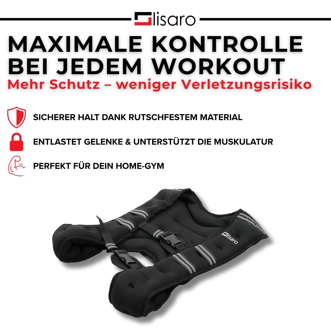 Lisaro Chaleco lastrado de 10 kg, ideal para entrenamiento de carrera | Chaleco lastrado de estilo XStyle | Chaleco de entrenamiento para fitness, entrenamiento de fuerza, correr, entrenamiento