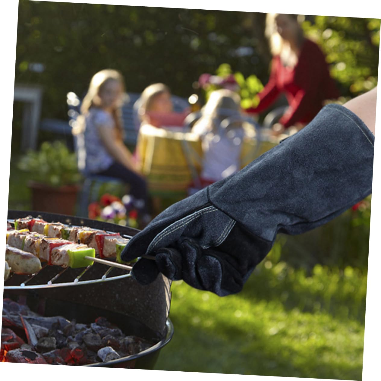 TOPBATHY 16 Guanti Da Barbecue Grigi E Neri Resistenti Al Calore E Ignifughi Per Cucinare Allaperto