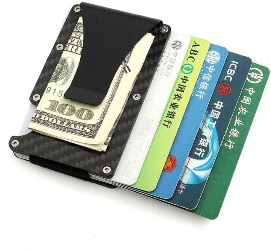 Casekey Cartera De Metal De Fibra De Carbono Para Hombre, Mini