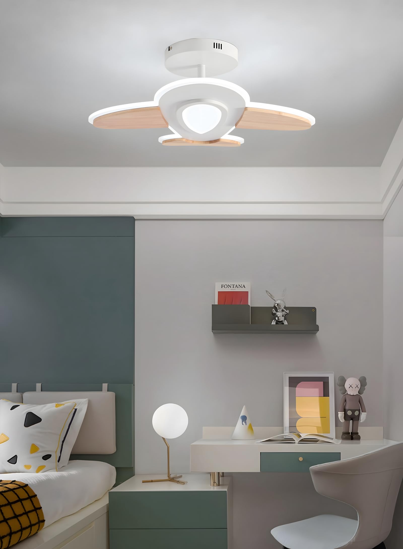 Plafoniera LED, 3000-6000K Dimmerabile Con Telecomando, 40W 40*50cm Lampada Per Cameretta Per Bambini In Legno + Acrilico, Lampada Sospensione LED Per Camerette Per Ragazze/Ragazzi Soggiorno