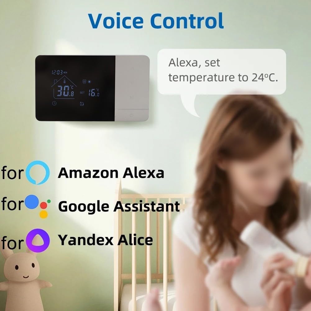 Termostato Smart Wi-Fi per caldaia con app Tuya, programmabile | Termostato di riscaldamento intelligente Wi-Fi per scaldabagno a gas con controllo tramite app e per Alexa