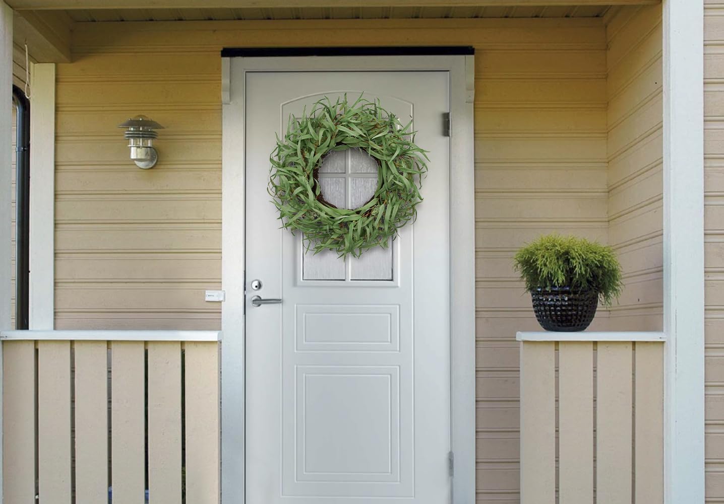 Briful 24'' Eucalyptus Wreaths for Front Door Decor, Spring Wreaths for Front Door, Realistic Year Round Willow Eucalyptus with Seeds Artificial Wreaths for Home Indoor Farmhouse Mantle - Image 4
