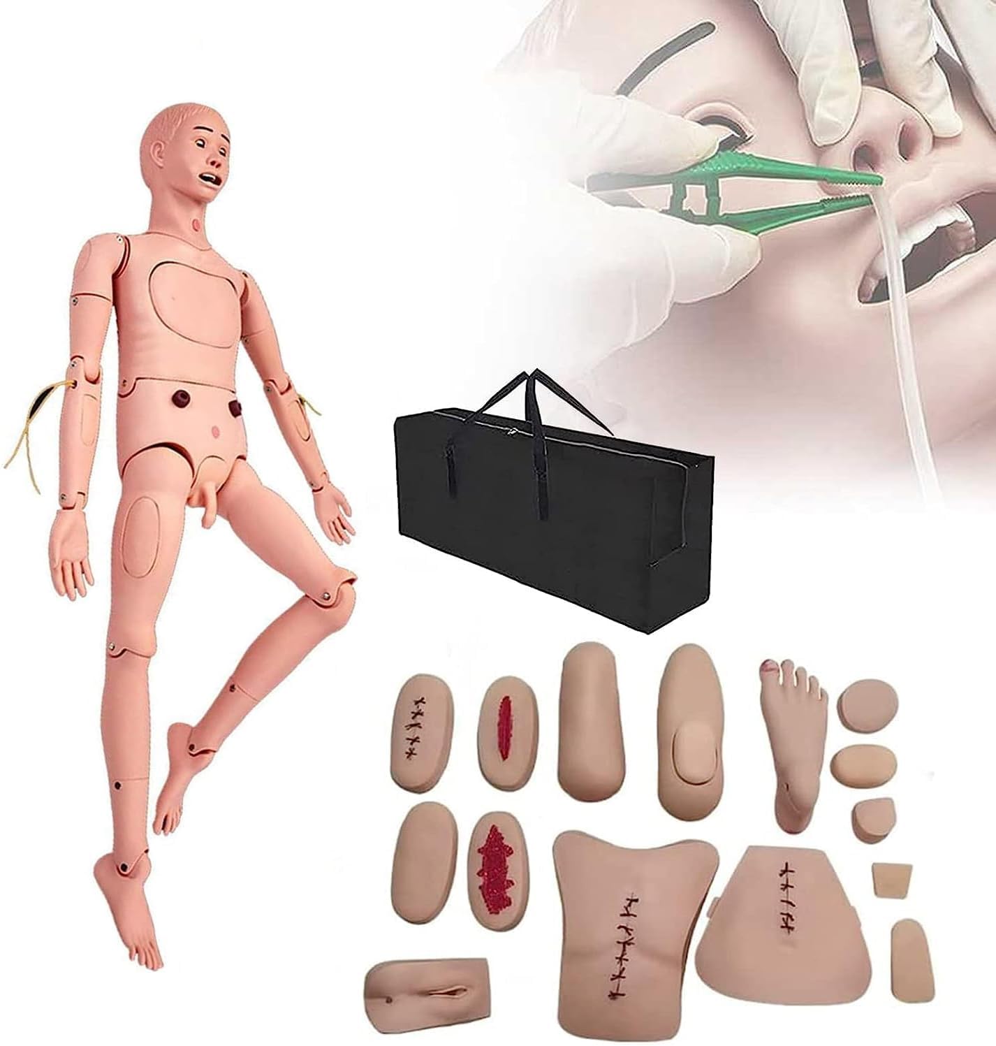 Szkolenie manekinów opieki nad pacjentem 5.57FT Rozmiar życia Anatomiczny symulator modelu ludzkiego Podstawowy, manekin pełnego ciała dla studentów Edukacja pielęgniarska Umiejętności